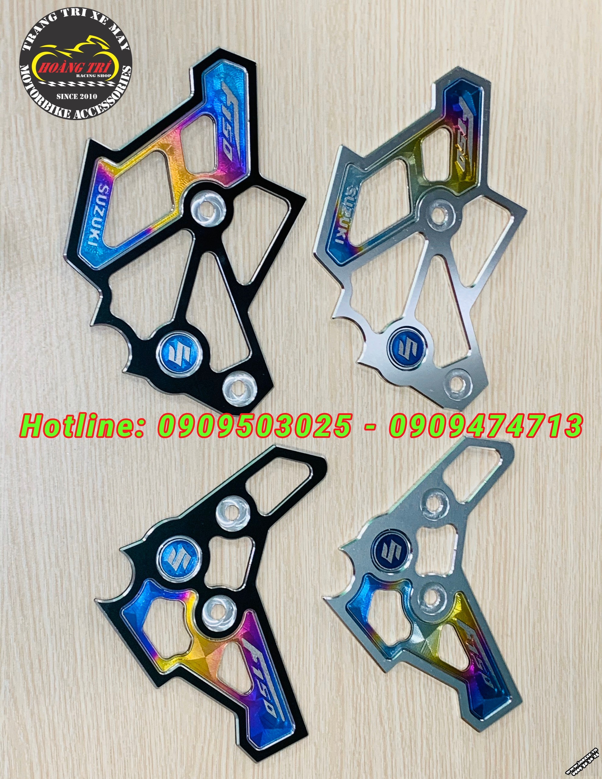 Ốp sườn Satria, Raider - nhôm CNC Logo Titanium 